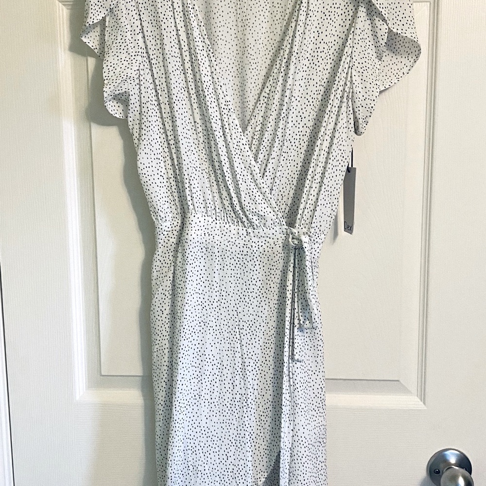 NWT White and Black Polka Dot Mini Dress - Picture 2 of 8